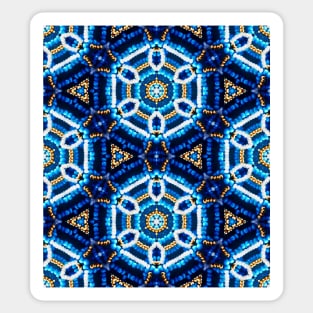 Blue and Gold Beadwork Inspired Fashion Print Sticker